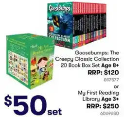 BIG W Goosebumps: The Creepy Classic Collection 20 Book Box Set Age 8+ or My First Reading Library Age 3+ offer