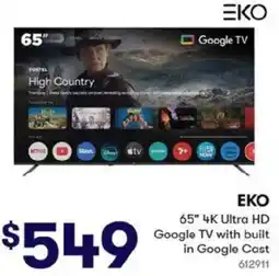 BIG W EKO 65" 4K Ultra HD Google TV with built in Google Cast offer