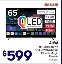 BIG W AIWA 65" Edgeless 4K QLED WebOS Hub TV with Magic Remote offer