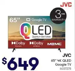 BIG W JVC 65" 4K QLED Google TV offer