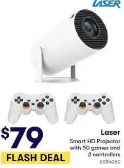 BIG W Laser Smart HD Projector with 50 games and 2 controllers offer