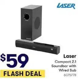 BIG W Laser Compact 2.1 Soundbar with Wired Sub offer