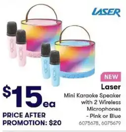 BIG W Mini Karaoke Speaker with 2 Wireless Microphones offer