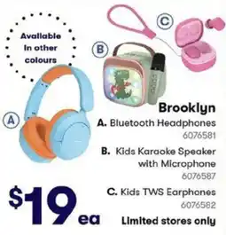 BIG W Brooklyn Bluetooth Headphones, Kids Karaoke Speaker with Microphone, Kids TWS Earphones offer