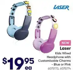 BIG W Laser Kids Wired Headphone with Customisable Charms offer