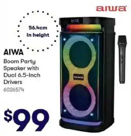 BIG W AIWA Boom Party Speaker with Dual 6.5-Inch Drivers offer