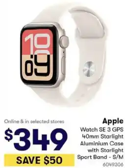 BIG W Apple Watch SE 3 GPS 40mm Starlight Aluminium Case with Starlight Sport Band - S/M offer