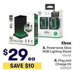 BIG W Xbox Powerwave Xbox RGB Lighting Stand or Play and Charge Kit offer