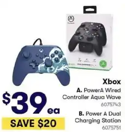 BIG W Xbox PowerA Wired Controller Aqua Wave or Power A Dual Charging Station offer
