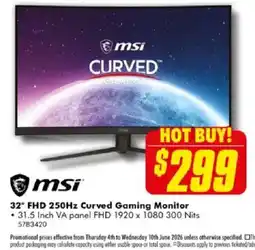 The Good Guys 32" FHD 250Hz Curved Gaming Monitor offer