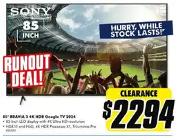The Good Guys 85" BRAVIA 3 4K HDR Google TV 2024 offer