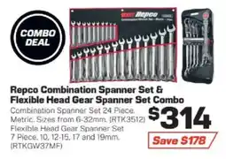 Repco Repco Combination Spanner Set & Flexible Head Gear Spanner Set Combo offer