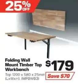 Repco Folding Wall Mount Timber Top Workbench offer