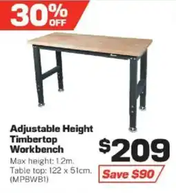 Repco Adjustable Height Timbertop Workbench offer