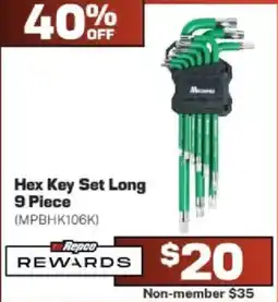 Repco Hex Key Set Long 9 Piece offer