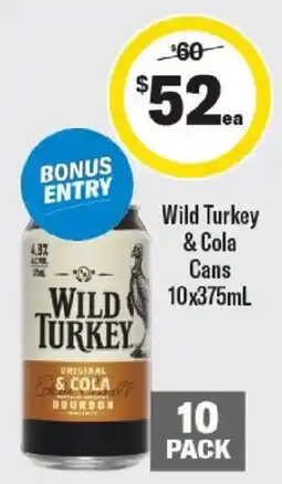 Liquorland Wild Turkey & Cola Cans offer