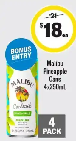 Liquorland Malibu Pineapple Cans offer