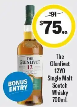 Liquorland The Glenlivet 12YO Single Malt Scotch Whisky offer