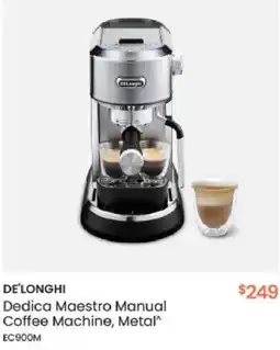 Myer DE'LONGHI Dedica Maestro Manual Coffee Machine, Metal offer