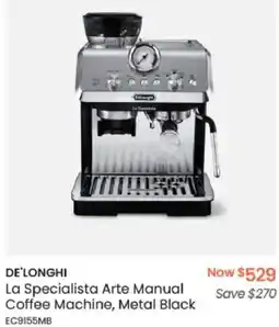 Myer DE'LONGHI La Specialista Arte Manual Coffee Machine, Metal Black offer