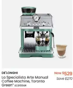 Myer DE'LONGHI La Specialista Arte Manual Coffee Machine, Toronto Green offer