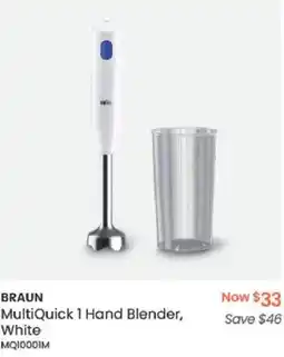 Myer BRAUN MultiQuick 1 Hand Blender, White offer
