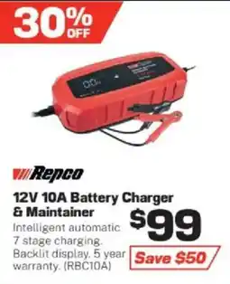 Repco 12V 10A Battery Charger & Maintainer offer