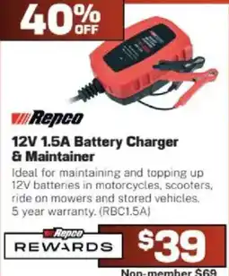 Repco 12V 1.5A Battery Charger & Maintainer offer