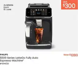 Myer PHILIPS 5500 Series LatteGo Fully Auto Espresso Machine offer