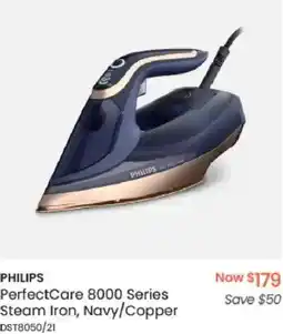 Myer PHILIPS PerfectCare 8000 Series Steam Iron, Navy/Copper offer