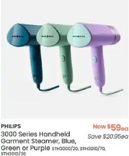 Myer PHILIPS 3000 Series Handheld Garment Steamer, Blue, Green or Purple offer
