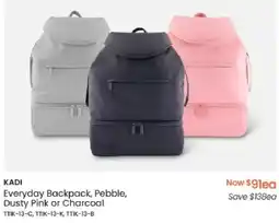 Myer KADI Everyday Backpack, Pebble, Dusty Pink or Charcoal offer
