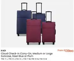 Myer KADI Cloud Check-In Carry-On, Medium or Large Suitcase, Steel Blue or Plum offer