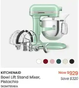 Myer KITCHENAID Bowl Lift Stand Mixer, Pistachio offer