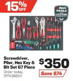 Repco Screwdriver, Plier, Hex Key & Bit Set 67 Piece offer