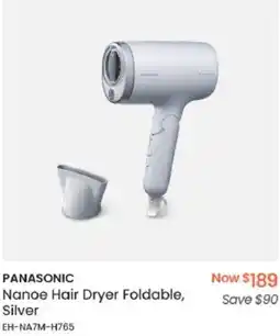 Myer PANASONIC Nanoe Hair Dryer Foldable, Silver offer