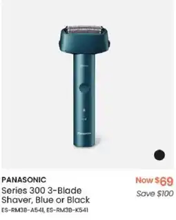 Myer PANASONIC Series 300 3-Blade Shaver, Blue or Black offer