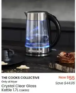 Myer The cooks collective only at myer Crystal Clear Glass Kettle offer