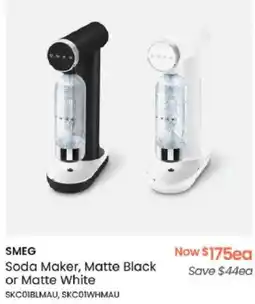 Myer SMEG Soda Maker, Matte Black or Matte White offer