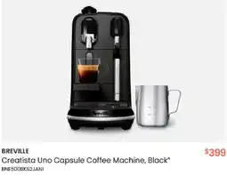 Myer BREVILLE Creatista Uno Capsule Coffee Machine, Black offer