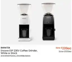 Myer BARATZA Encore ESP 230V Coffee Grinder, White or Black offer