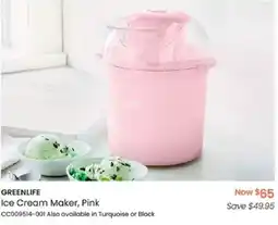 Myer GREENLIFE Ice Cream Maker, Pink offer