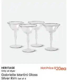 Myer HERITAGE Only at Myer Gabrielle Martini Glass Silver Rim offer