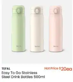 Myer TEFAL Easy To Go Stainless Steel Drink Bottles offer