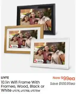 Myer LIYFE 10.1in Wifi Frame With Frameo, Wood, Black or White offer