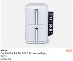Myer NINJA DoubleStack XXXL 9.5L 2 Drawer Airfryer, White offer