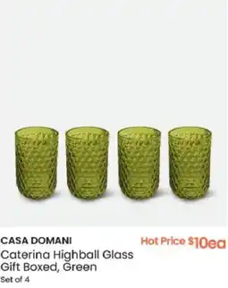 Myer CASA DOMANI Caterina Highball Glass Gift Boxed, Green offer
