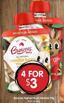 Spudshed Brownes Yoghurt Pouch Varieties offer