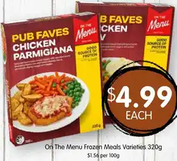 Spudshed On The Menu Frozen Meals Varieties offer