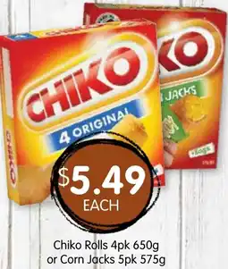 Spudshed Chiko Rolls or Corn Jacks offer